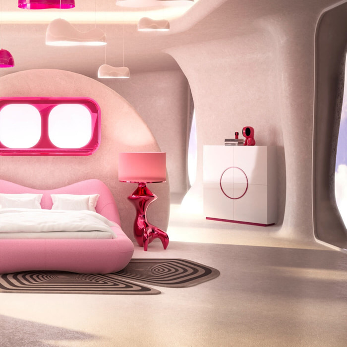 Armoire Tresor blanche et rose Kare Design