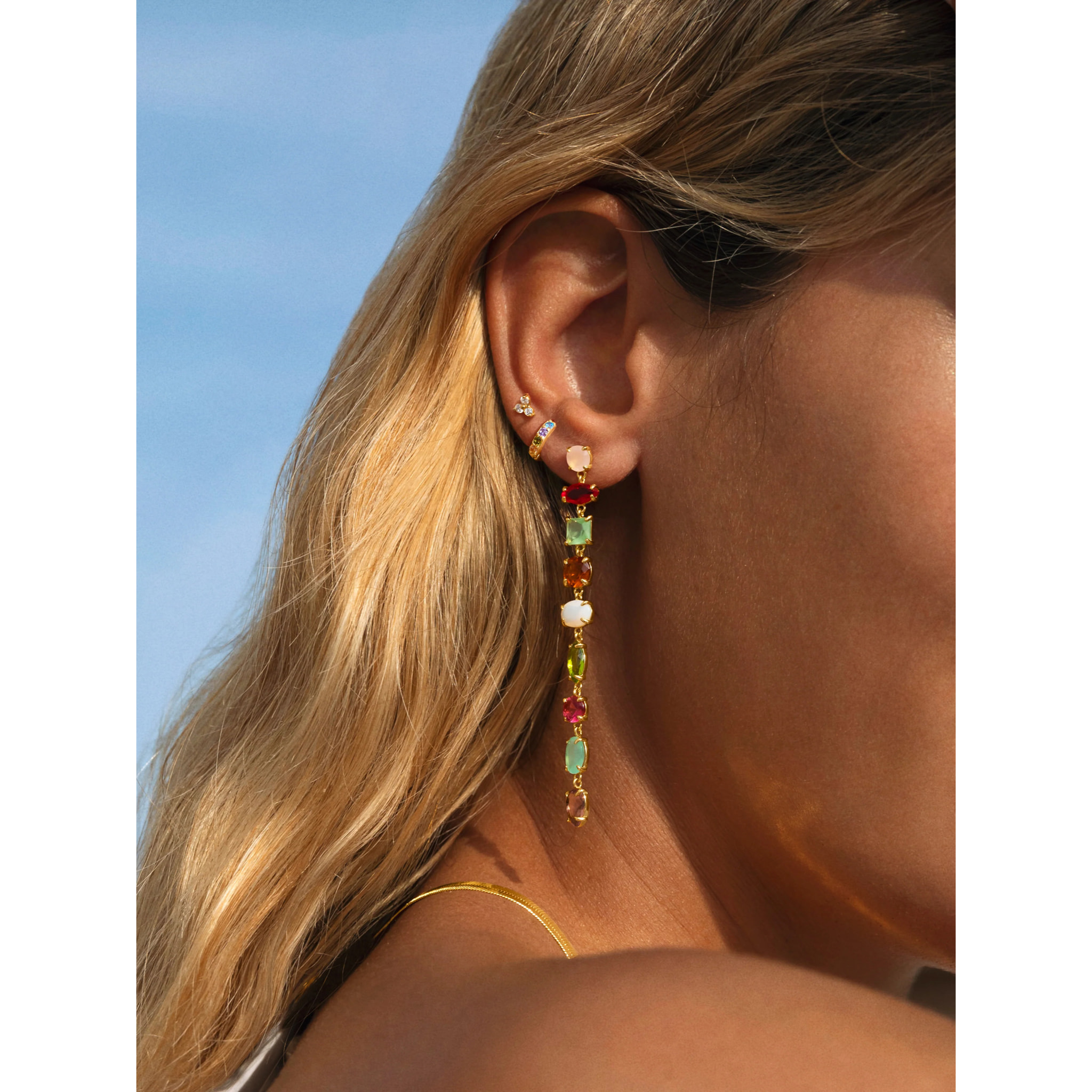 Orecchino Singolo Cleo S Colors Argento Placcato Oro