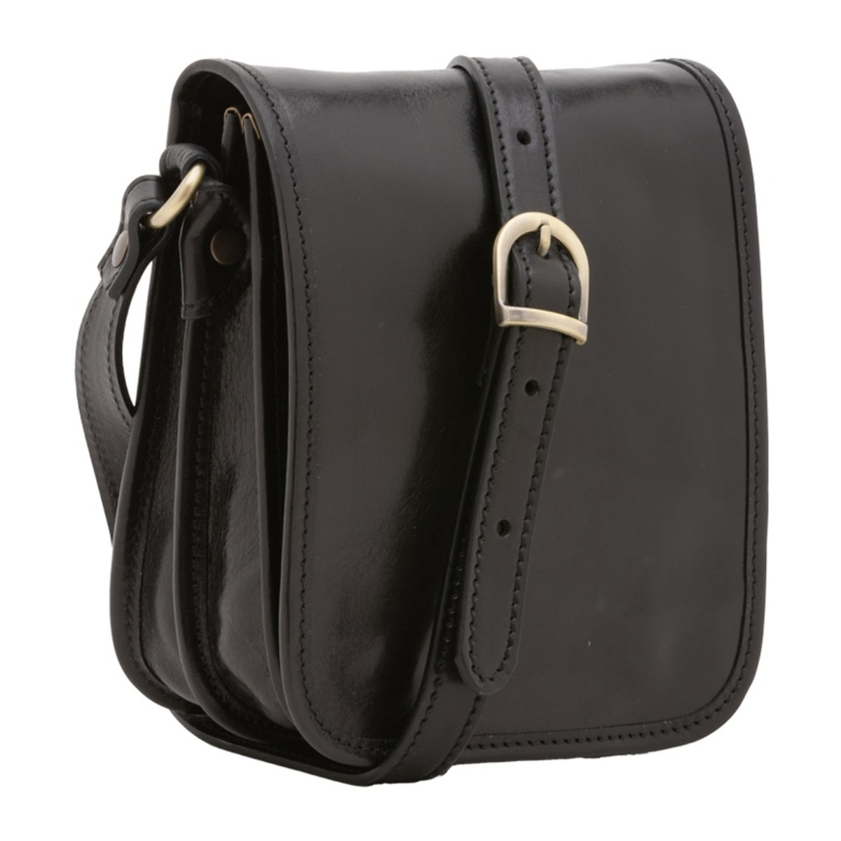 Borsa a tracolla da uomo in vera pelle - Modello False - Made in Italy - 20.0 x 16.5 x 10.0 cm