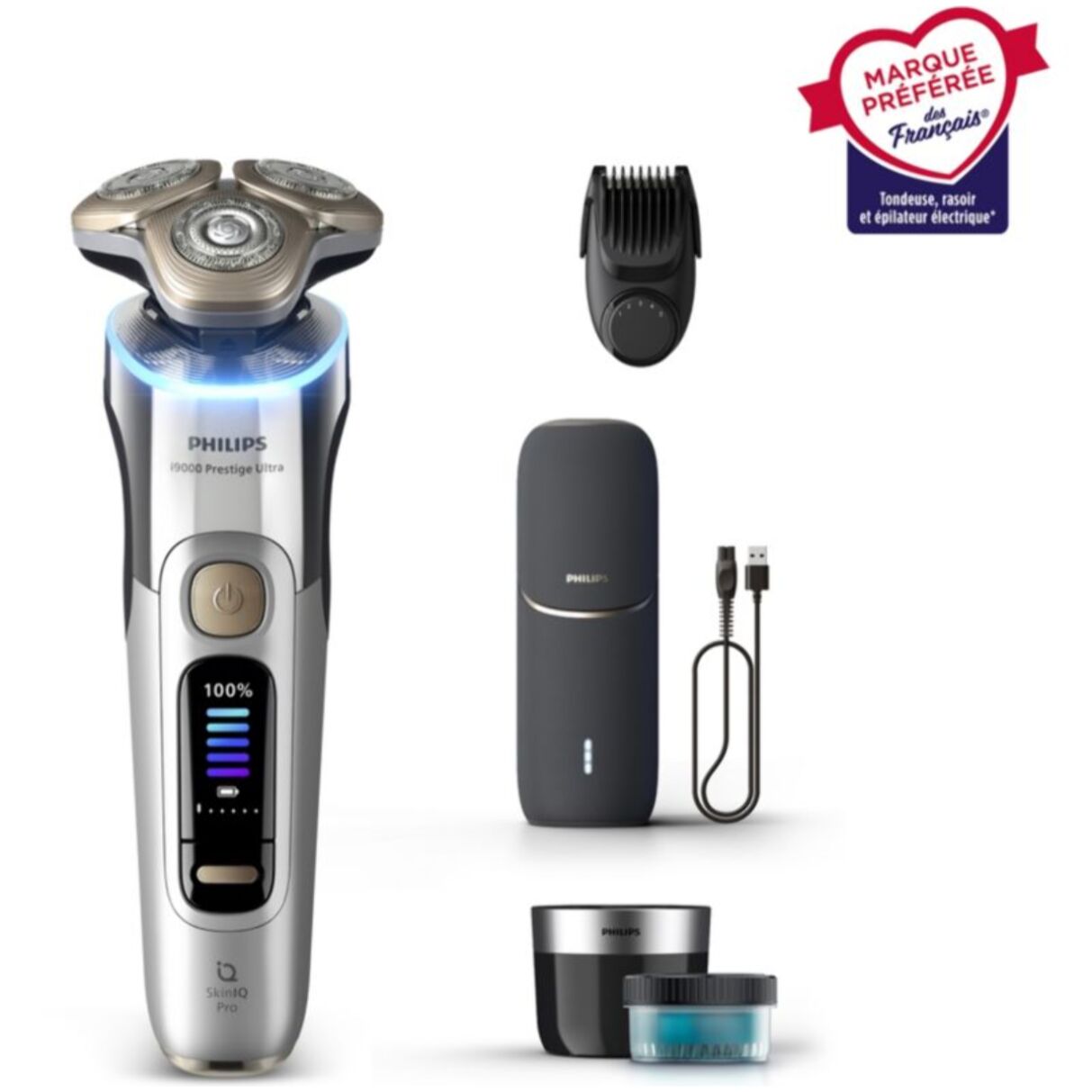 Rasoir Rech PHILIPS XP9404/46 Serie i9000 prestige ultra 100 % étanche avec Skin IQ et boitier de recharge UV