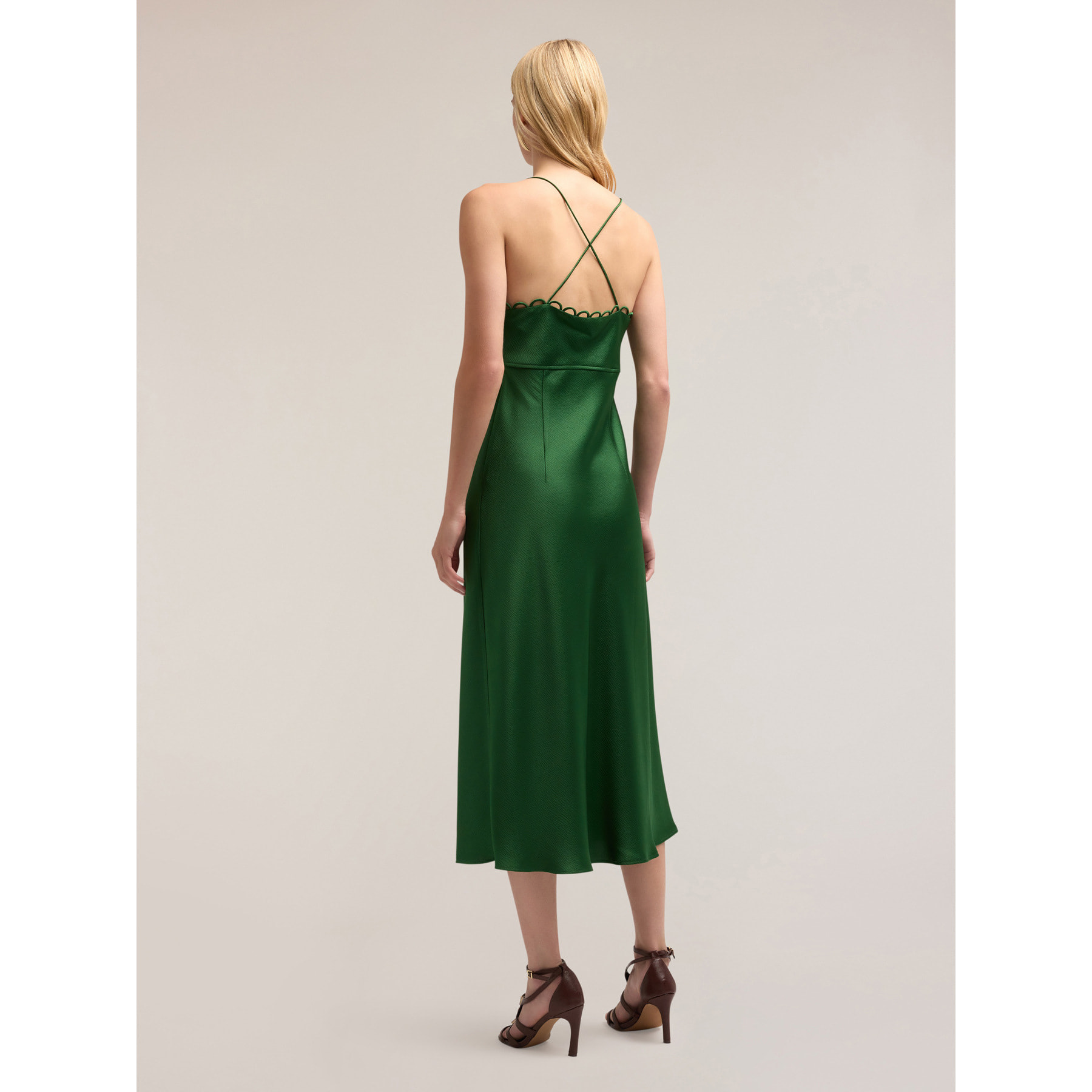 Motivi - Vestido midi de satén - Verde