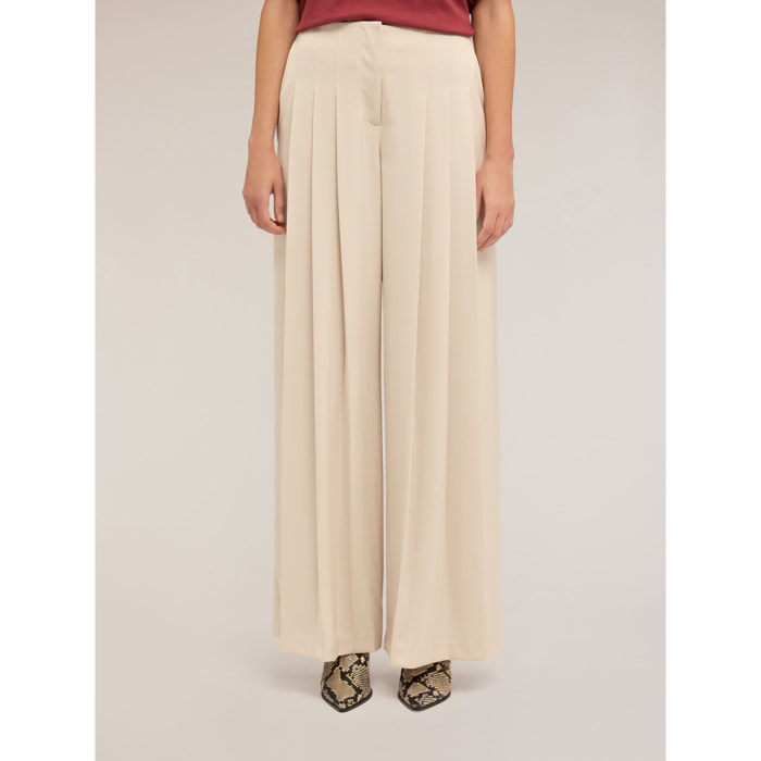 Motivi - Pantalones palazzo con detalle de pliegues - Blanco