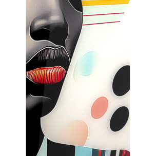 Tableau en verre femme retro jaune 80x120cm Kare Design
