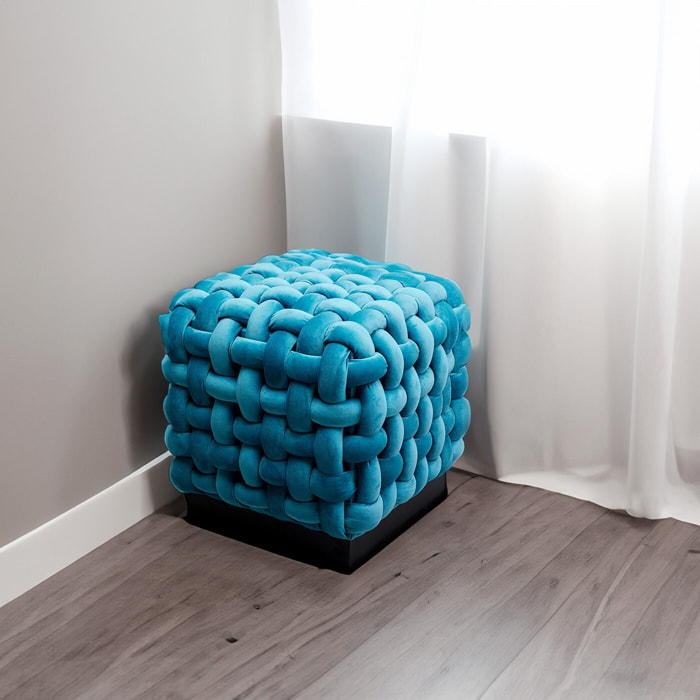 Tabouret Weave velours bleu Kare Design