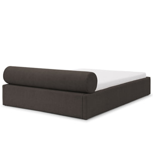 Billy - lit coffre - 180x200 cm - en tissu texturé - sommier inclus - Gris Anthracite