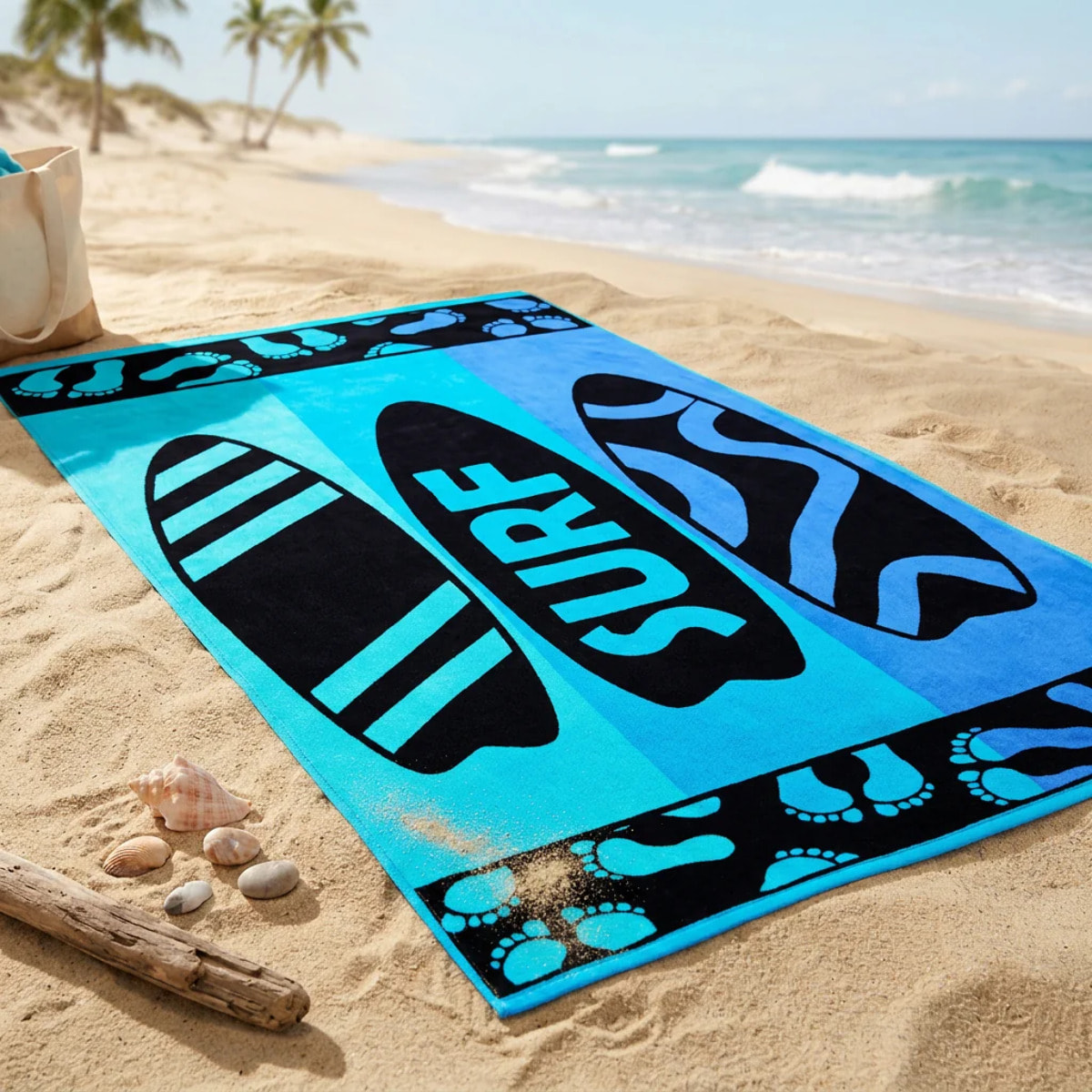 Serviette de plage éponge velours Jacquard - Obidos - 90x170cm - 400g/m²