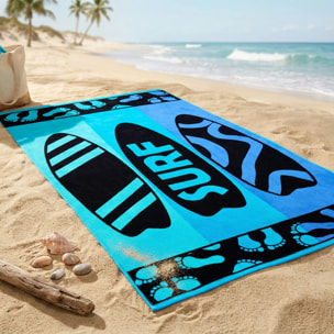 Serviette de plage éponge velours Jacquard - Obidos - 90x170cm - 400g/m²