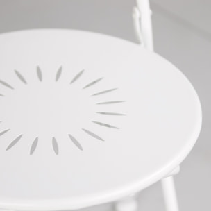 Set da giardino bianco 2 sedie pieghevoli 1 tavolino rotondo - Deco