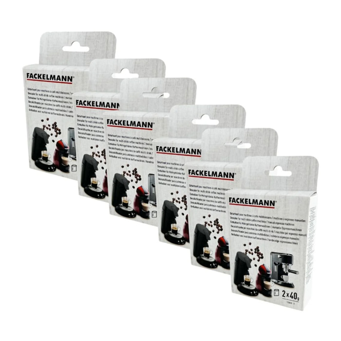 Ensemble de 6 Sachets détartrants pour machines à café Fackelmann Petit Déjeuner