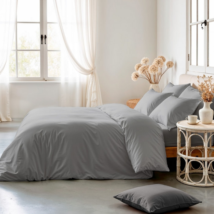 Funda nórdica 100% algodón 200 hilos lisa Gris