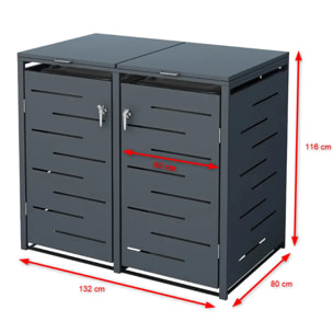 Abri cache poubelle double - 2 x 240L - anthracite