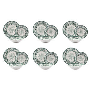 Service 18 Assiettes Excelsa – Giardino Segreto, Porcelaine Verte