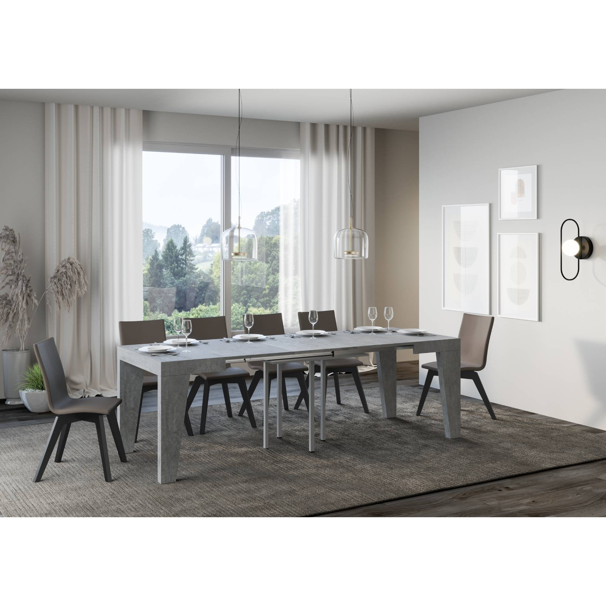 Mesa extensible 90x90/246 cm Naxy Cemento