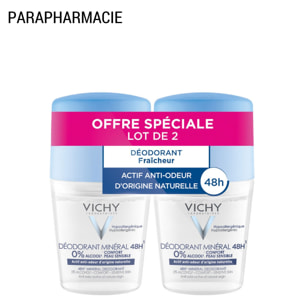 Déodorant Minéral Anti-Odeur 48H  - Roll-On 2x50 ml