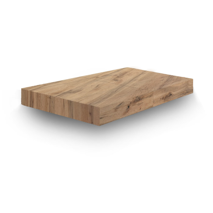 Tavolino CAMOGLI in legno, finitura rovere rustico e metallo verniciato nero trasformabile in tavolo da pranzo 120x80 cm - 220x80 cm altezza da 30 a 77 cm
