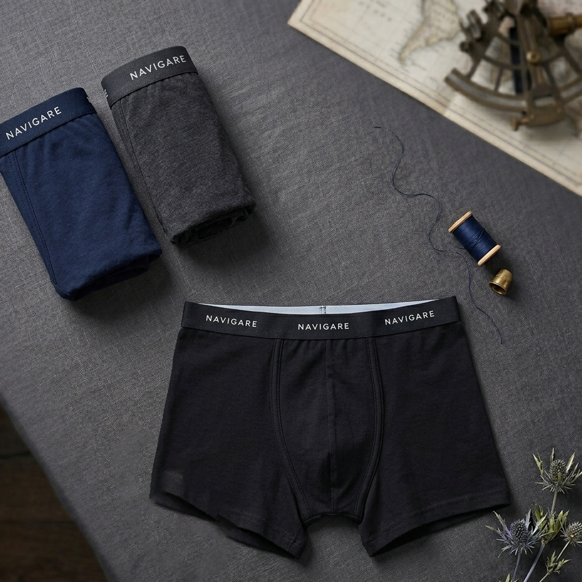 Boxer Uomo Navigare, Art.703 Assortito (2Neri + 1Navy + 1Grigio)