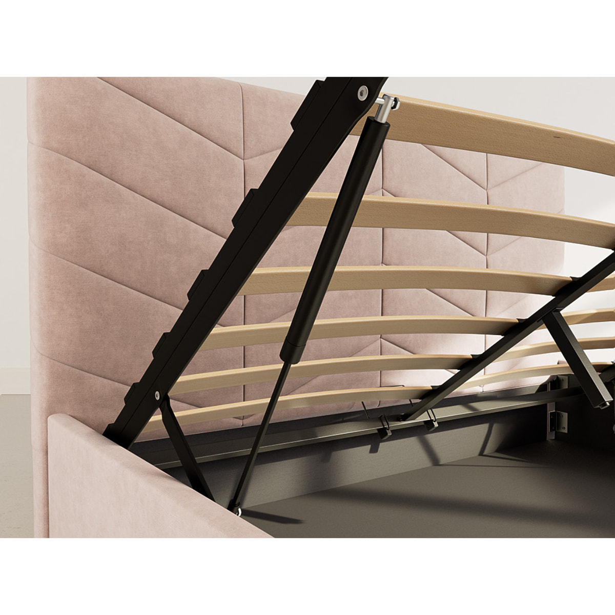 Peonis - lit coffre - 160x200 cm - en velours - sommier inclus - Taupe