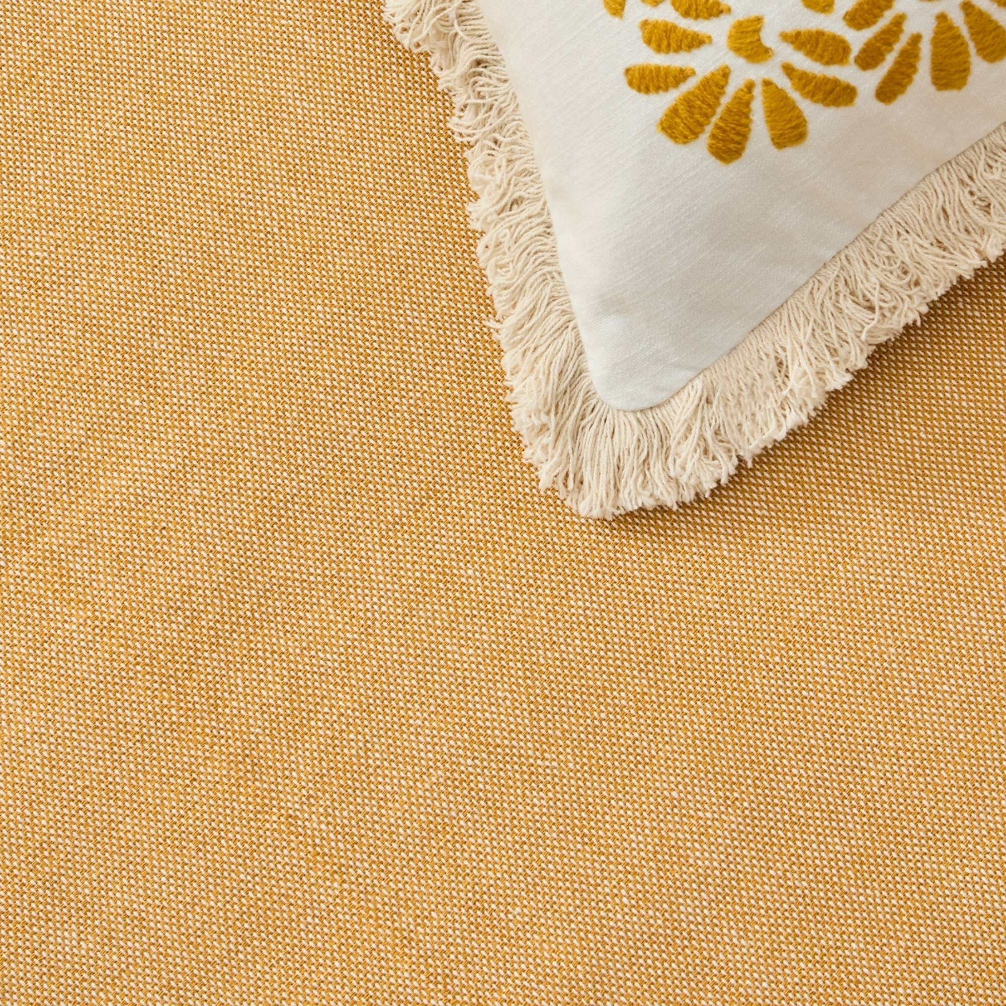 Fular tejido con flecos Chicham color amarillo Hilo reciclado
