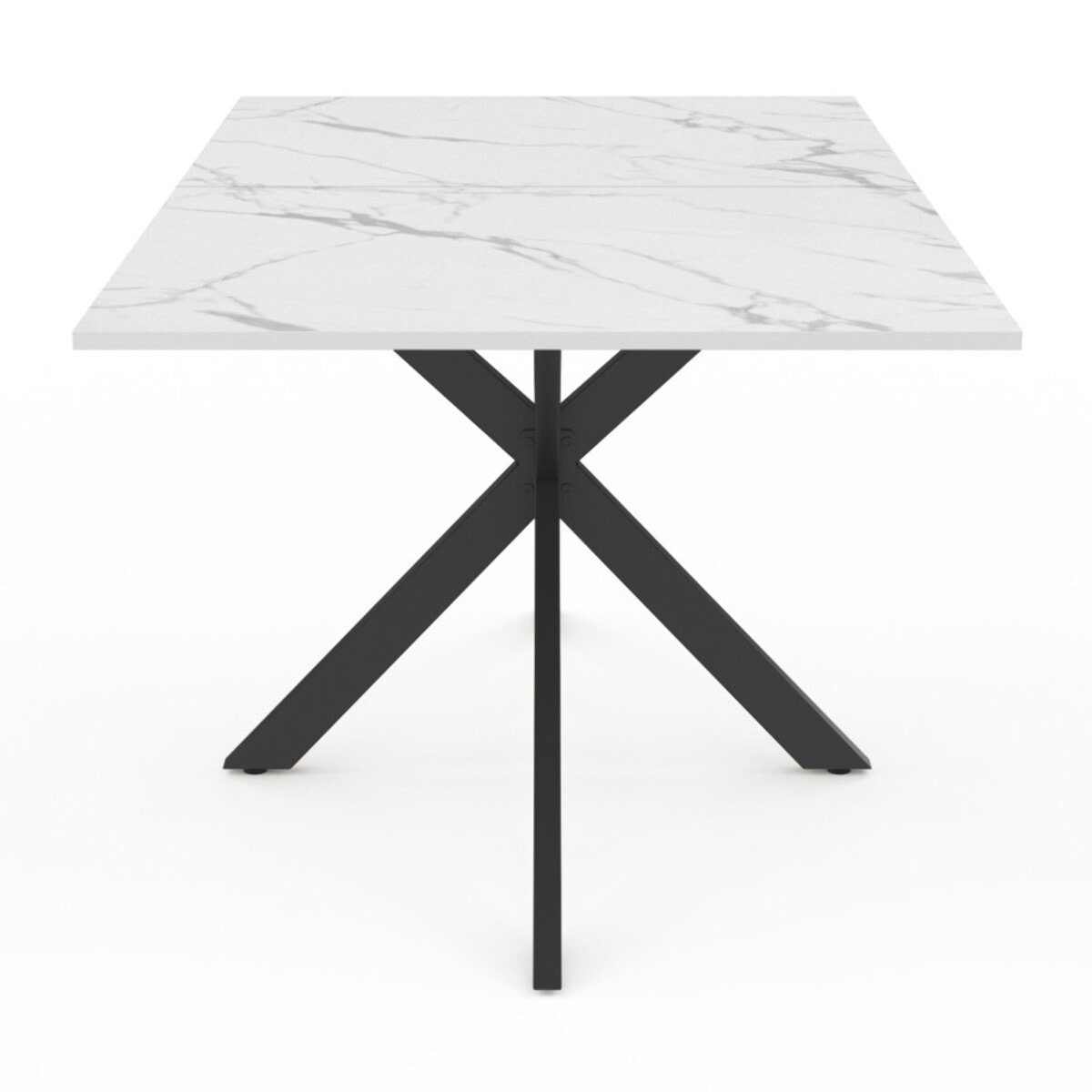 Table à manger Glam effet marbre blanc et noir 160cm