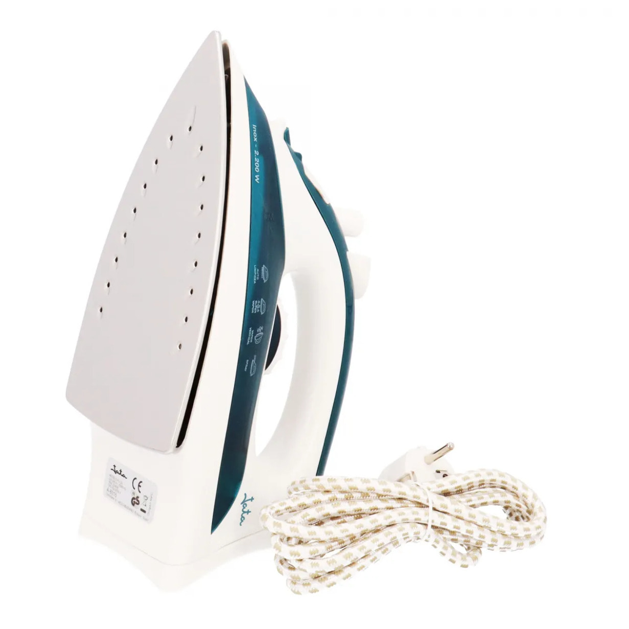 Plancha de vapor JATA PL120 con suela de acero inoxidable. Vapor vertical. 2200 W