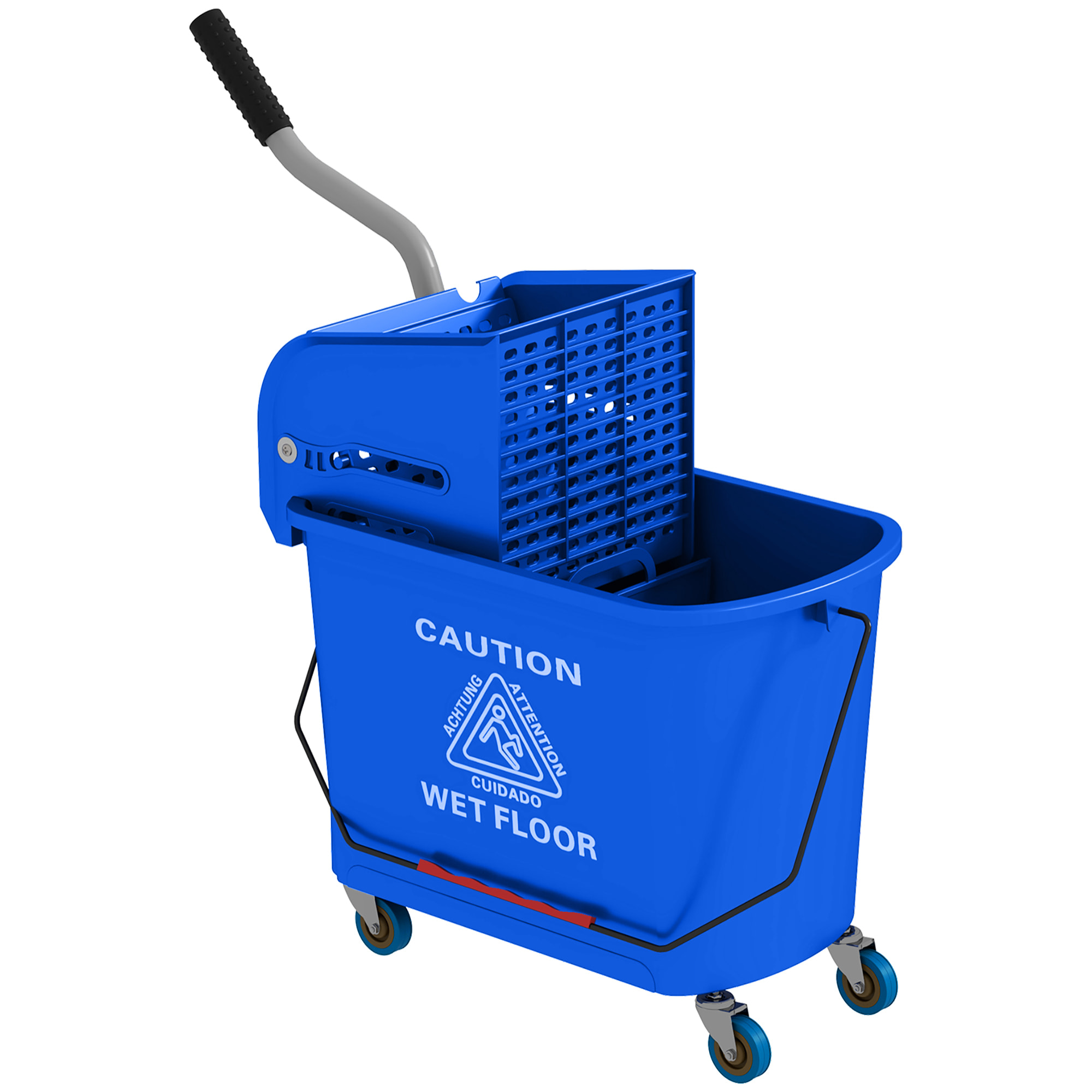 Cubo de Fregona con Ruedas, 20 L, Cubo de Fregar con Sistema de Escurridor y Asa de Transporte, para Doméstico y Comercial, Azul