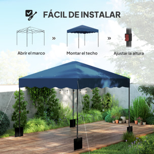 Carpa Plegable Pop-up Gazebo 3x3 m Cenador Plegable con Protección UV 50+ Altura Ajustable Bolsa de Arena y Bolsa con Ruedas para Camping Fiestas Azul Oscuro