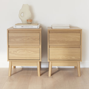 Lot de 2 tables de chevet décor bois. deux tiroirs