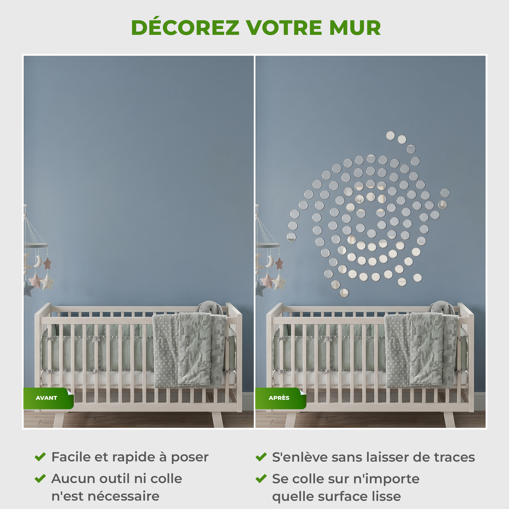 Pack de 100 cercles en papier adhésifs 3D métal argentés