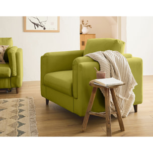 Brooke - fauteuil en velours pieds en bois - Vert Olive