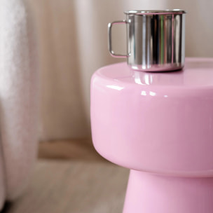 Table d'appoint ronde en métal rose D30 cm - Athéna