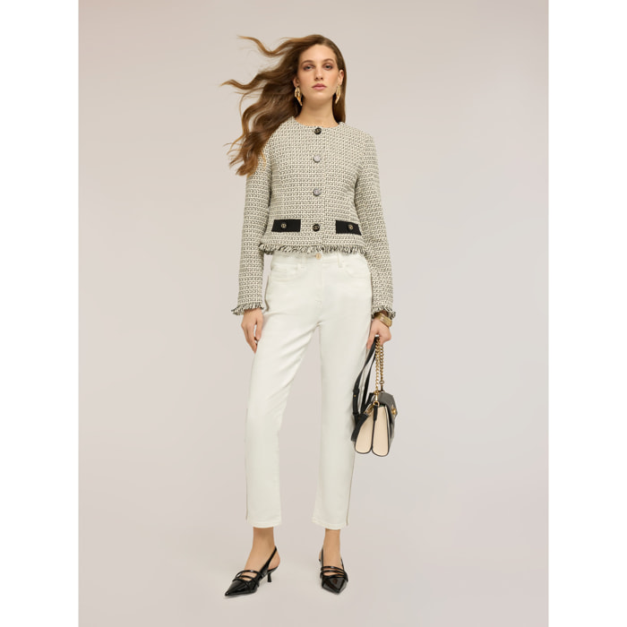 Motivi - Pantalones regular en drill con banda joya - Gris