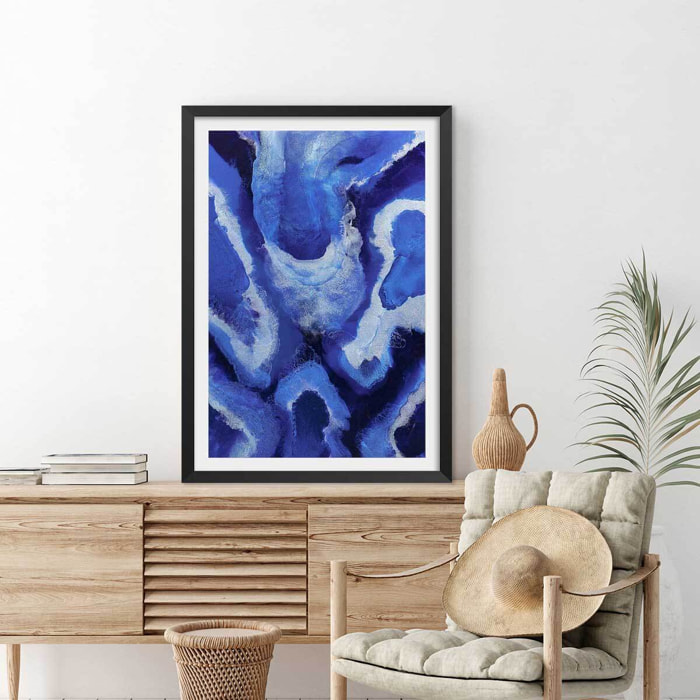 Poster bleu malte Affiche sous cadre noir