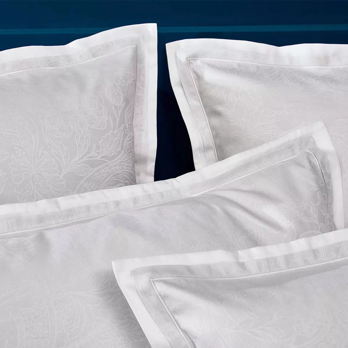 Taie d'oreiller satin de coton motif jacquard blanc Alexandria diamant