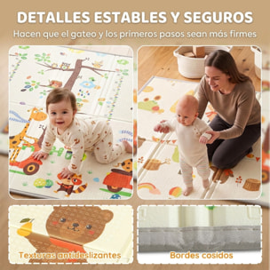 Alfombra Juego Bebé, Plegable y Reversible, 200x180 cm, Alfombra Educativa Antideslizante e Impermeable, Diseño Árbol y Bosque, para Gateo, Jugar y Aprendizaje, para Salón y Dormitorio