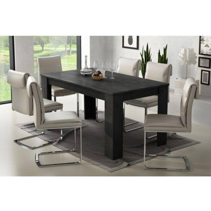 Tavolo per sala da pranzo estensibile, Consolle allungabile, Tavolo moderno con allunghe, cm 160/220x88h80, colore Grigio Cenere