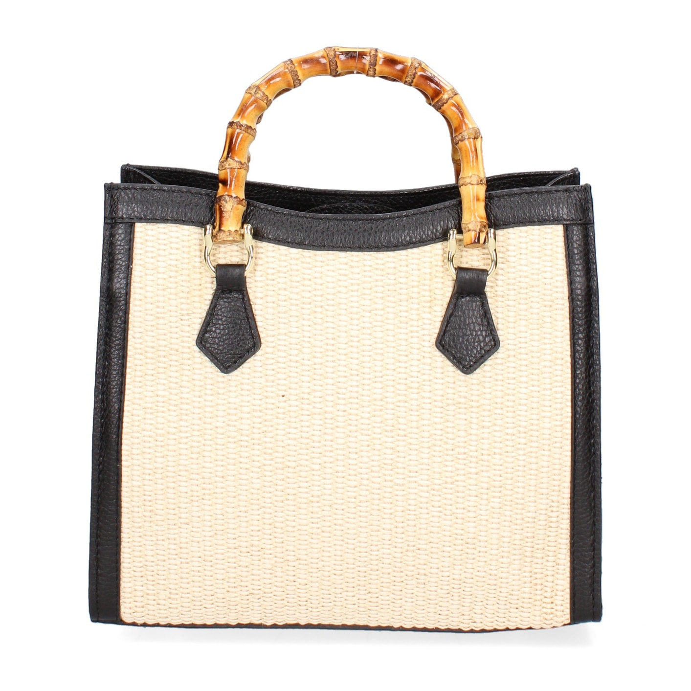 Borsa a mano da donna - Modello Aella - Paglia e Vera Pelle - 25.0 x 27.0 x 9.0 cm