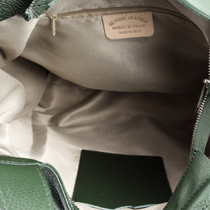 FIRENZE ARTEGIANI Borsa A Spalla da Donna Agazzano Vera Pelle Dollaro Made in Italy 34x14x32 Cm. Colore: verde scuro
