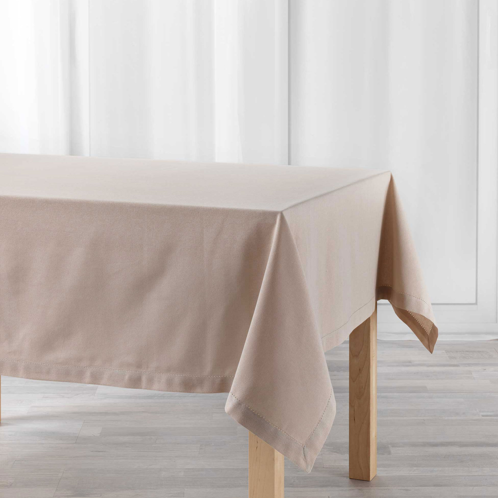 Nappe rectangulaire en coton uni - Beige