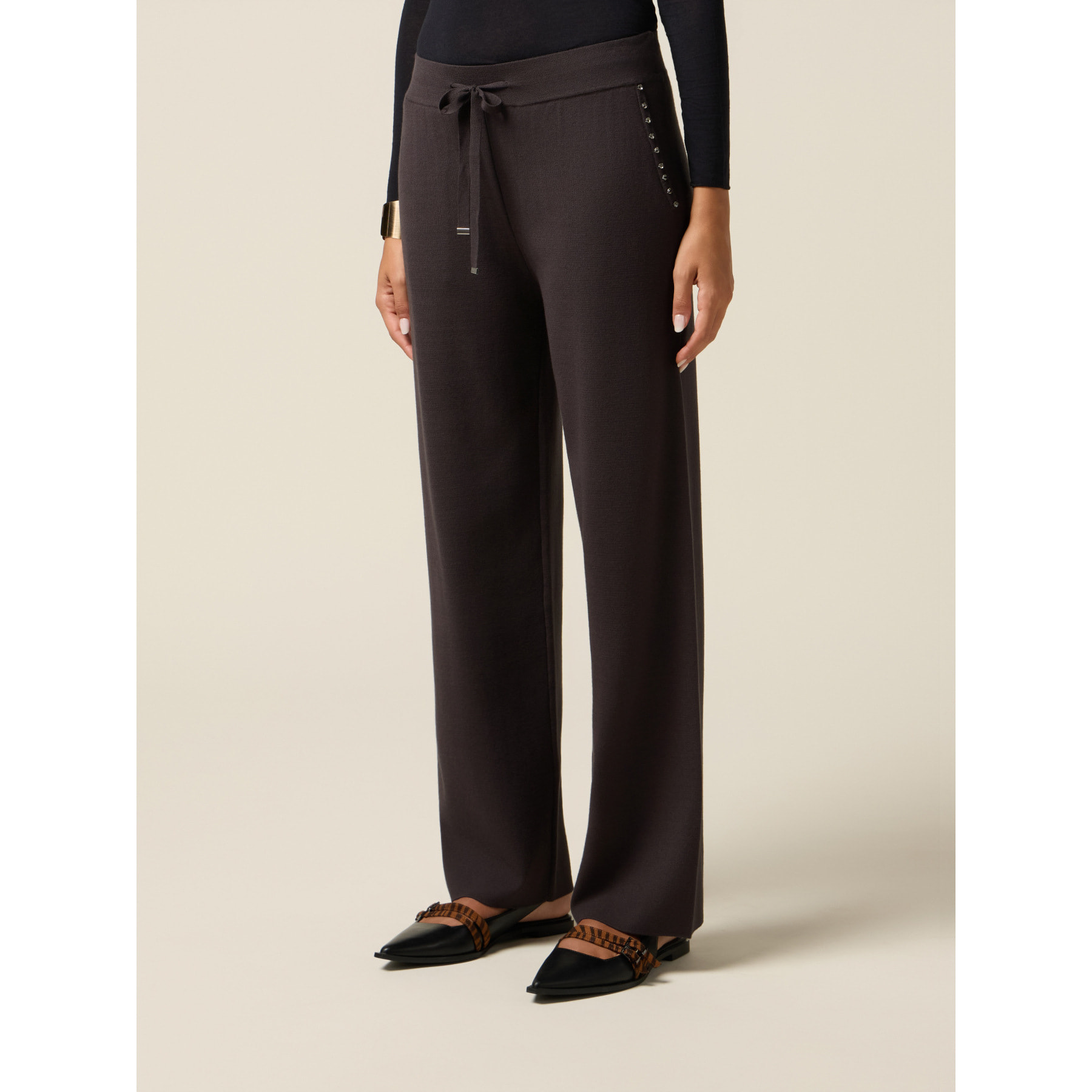 Oltre - Pantalones de punto con bolsillos laterales - Gris