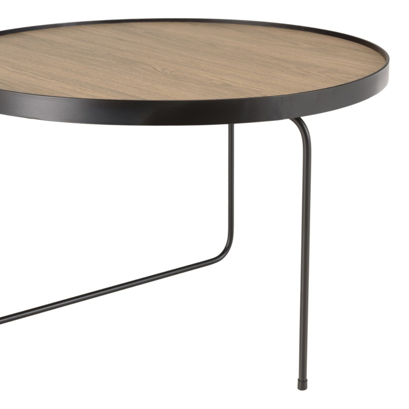 JULIA - Table basse ronde 60x60cm mocha pieds asymétriques métal noir