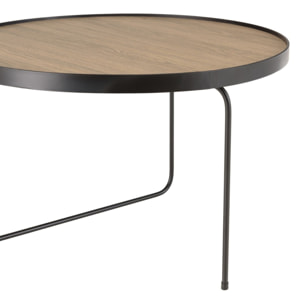 JULIA - Table basse ronde 60x60cm mocha pieds asymétriques métal noir