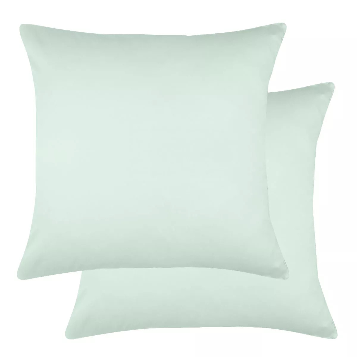 Lot de 2 taies satin de coton uni bleu Ava uni lagon
