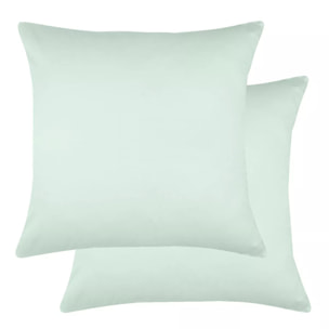Lot de 2 taies satin de coton uni bleu Ava uni lagon