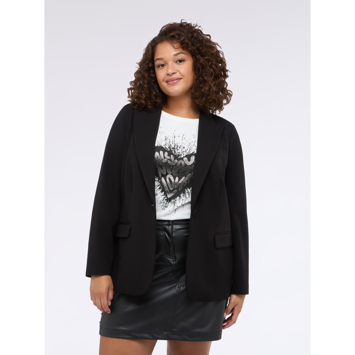 Fiorella Rubino - Blazer en Punto Milano - Negro