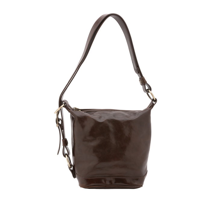 Borsa a secchiello  da donna In Vera pelle Made in Italy 25x28x14 cm