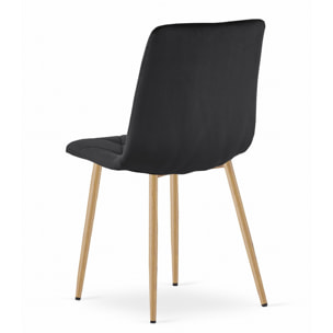 Sedia Libra in velluto nero con gambe effetto legno