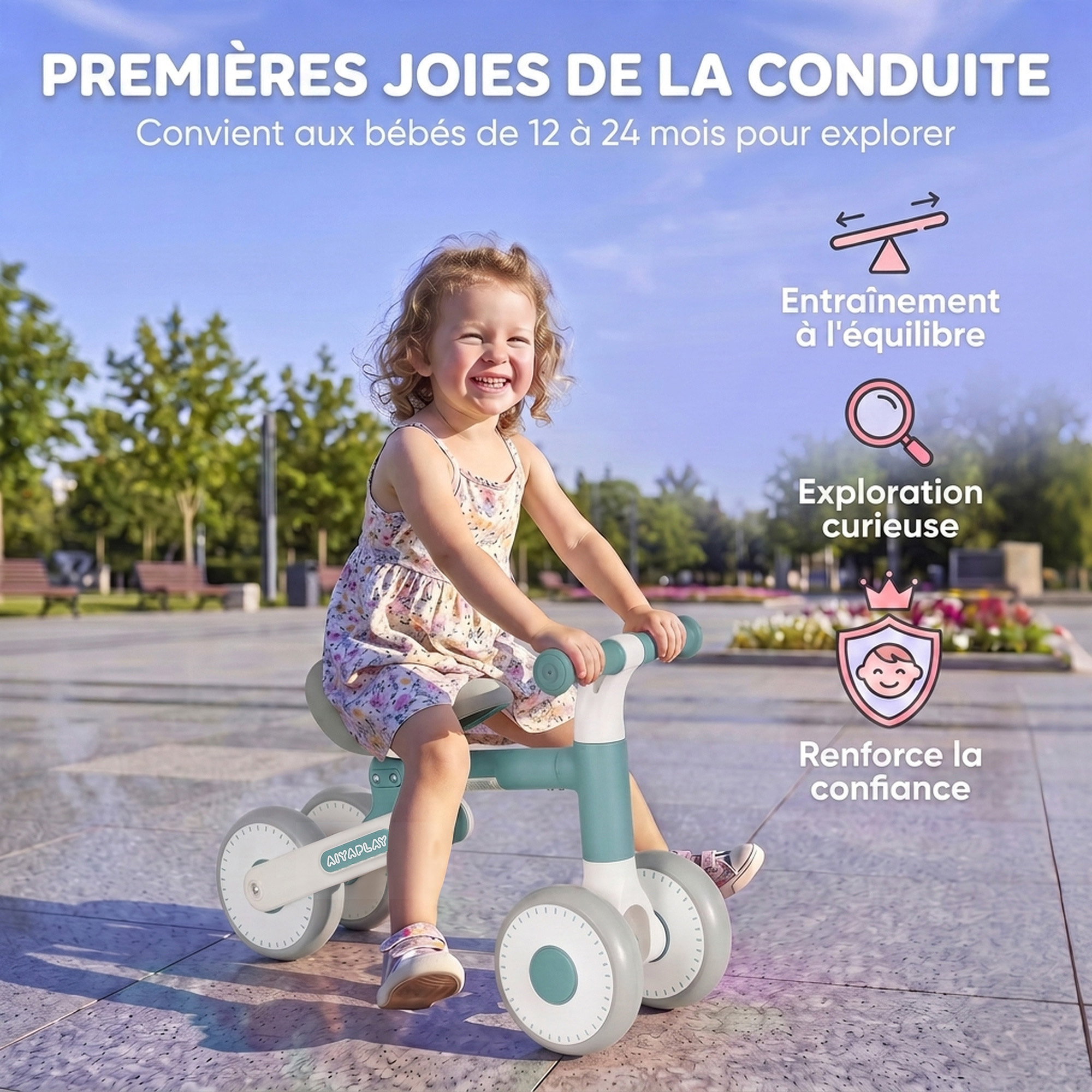 Draisienne enfant pliable réglable bleu