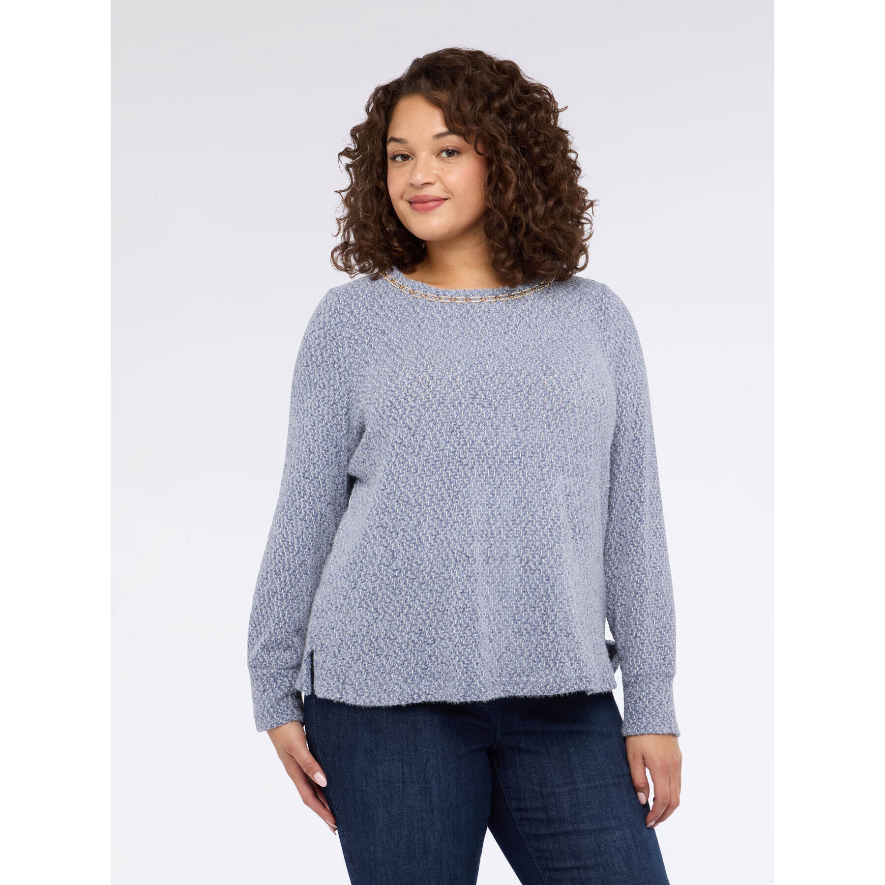 Fiorella Rubino - T-shirt in jersey con dettaglio sullo scollo - Azzurro