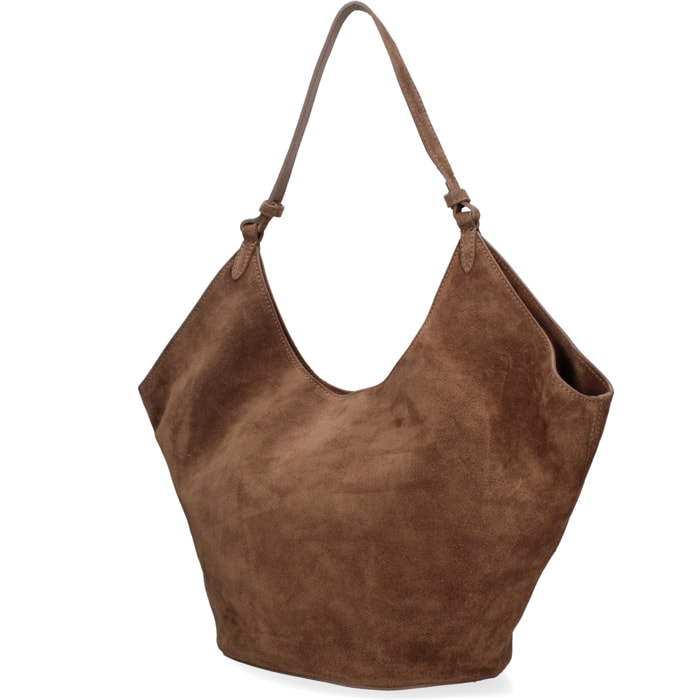 Borsa a spalla da donna - Modello Lisboa - Pelle Scamosciata - 27.0 x 38.0 x 21.5 cm