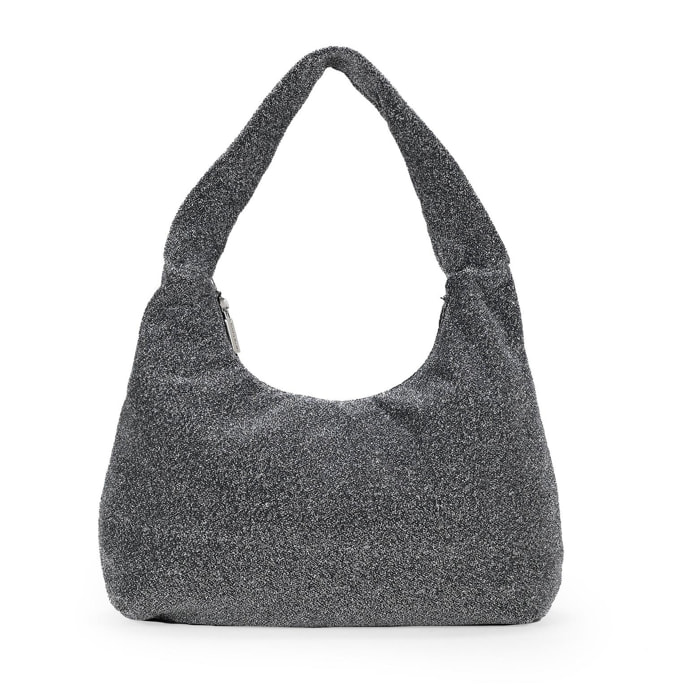 Bolso de hombro plata brillante